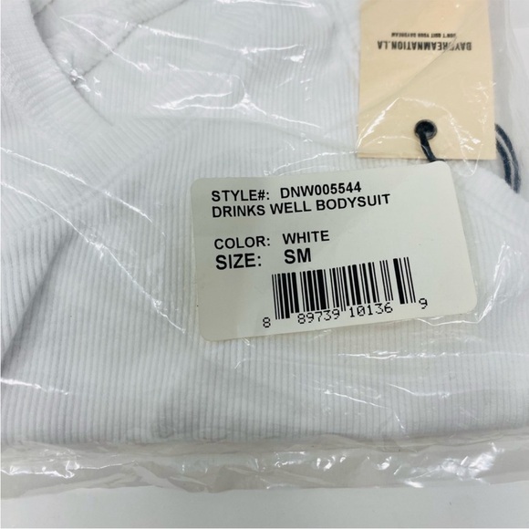 NWT Revolve Daydream Nation Drinks Well Bodysuit White/Black Lettering Small - Picture 6 of 9